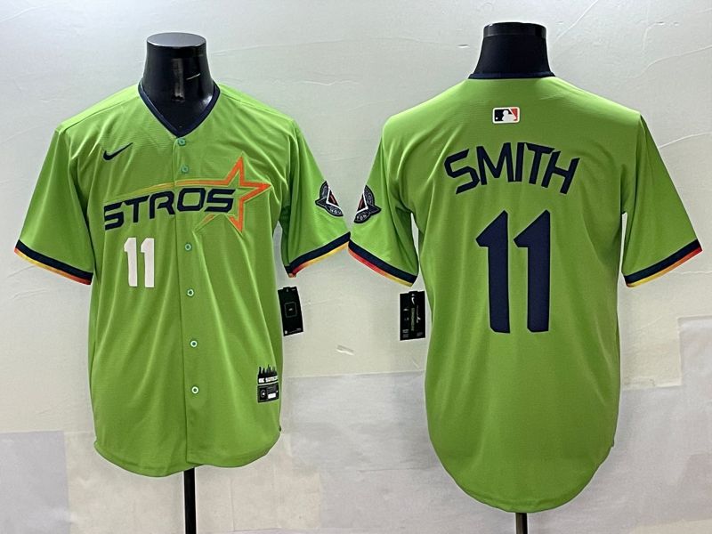 Men Houston Astros 11 Smith Green three generations Joint Name 2025 Nike MLB Jersey style 2